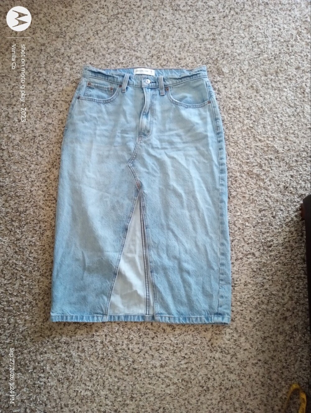 Abercrombie & Fitch Denim Midi Skirt High Rise Blue Small 28 / 6 Petite - Picture 2 of 9